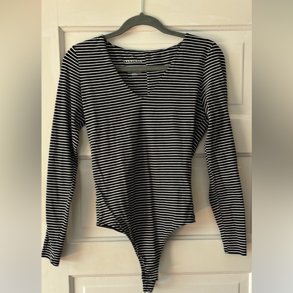 Everlane Black and White Striped Bodysuit